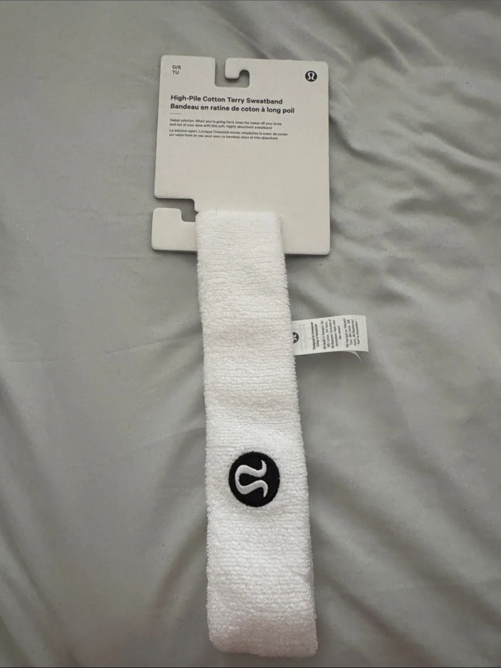 lululemon athletica White High-Pile Cotton Terry Sweatband with Black Logo